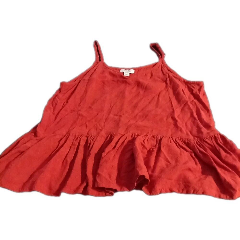 Myra Bay Cami Tank Top Women's Size Large Coral Peplum Hem Babydoll Boho